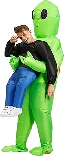 Inflatable Alien Costume Party Fancy Dress Cosplay Outfit Green Alien Carrying Human Costume Inflatable Funny Blow Up Suit Cosplay for Party