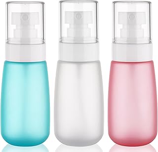 Travel Spray Bottle 2oz /60ml-3 Pack Plastic Mini Makeup Setting Refillable Fine Mist Spray Bottles TSA Approved Leak Proof Small Travel Bottle Containers for Water, Perfume, Face & Hair Mist (3Color)