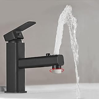 Kitchen Taps Mixer with Pull Out Spray Basin Mixer Kitchen Tap 3 Spray Modes Mixer Tap for Kitchen Bathroom Sink Basin Mixer with Shower Black,Lower,Black-lower