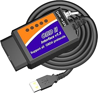 محول ELM327 OBD2 ELM327 OBD2 الى كابل USB قارئ رمز الماسح الضوئي ELM 327 واجهة كيبل USB موصل OBDII OBDII اداة تشخيص السيارات للابتوب مع مفتاح MS CAN/HS CAN (ELM327)