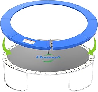 وسادة ترامبولين من ديومود، وسادة امان بديلة للترامبولين مقاس 10 قدم و12 قدم و14 قدم، وسادات ترامبولين عالمية، غطاء زنبركي، مقاومة للماء، مقاومة للتمزق، اكسسوارات ترامبولين دائرية للاطفال والكبار، ازرق
