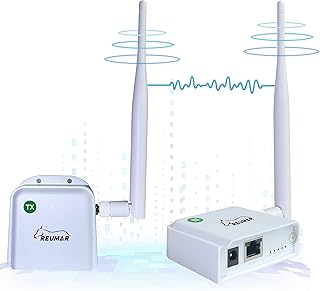 جسر لاسلكي طويل المدى من نقطة الى نقطة مع هوائي عالي الكسب 20 ديسيبل، مكرر جسر واي فاي 2.4G يدعم مسافة نقل 2600 قدم، كيبل ايثرنت هوائي