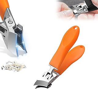 Wide Jaw Opening Anti-Splash Slanted Nail Clipper, Curved Toenail Clippers for Thick Toenails, Angled Nail Clippers, ingrown toenail Clippers for Women and Men (Orange)