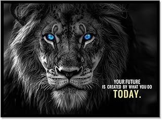 KUBAPIG Motivational Phrases Poster Print Inspiring Words Wall Art Canvas Painting Tiger Lion Leopard Eagle Office Decor Home Decoration (SKU23,16 x24inch=(40 x60 cm),Black Metal Frame)