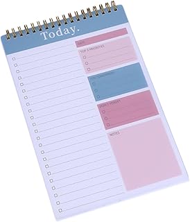 To Do List Notepad, Undated Planner, Coiled Daily Task Planner, Time Box Planner with Polypropylene Hard Cover, 26.2 x 16.5 cm, 52 Page Daily To Do Planner (Blue)