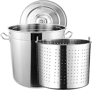 Household Kitchen Pot Stainless Steel Multipots Kitchen Cookware 27Qt/45Qt/63Qt Large Crawfish Seafood Boil Pot Outdoor Turkey Fryer Pot Stock Pot for Lobster Crab Boil and Shrimp Boil 35x35cm(35x35cm