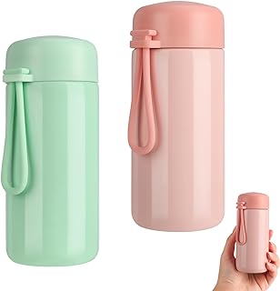 2 Pack Small Flask, 150ml Insulated Water Bottle for Hot & Cold Drinks, Stainless Steel Mini Flask Vacuum Thermal Flask Cup for School, Travel, Work, Girls Boys Kids Adults Gift