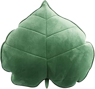 3D Leaf Throw Pillow 50x50cm Decorative Plant Pillow Soft Plush Leaf Shaped Cushion Novelty Plush Backrest Pillow Comfortable Plant Sleeping Cushion for Bedroom Sofa Couch Living Room(green)