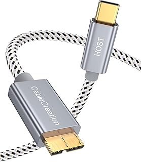 كيبل كريشن USB C الى Micro B بطول 1 قدم - سرعة نقل بيانات 10 جيجابايت في الثانية مضفر 31 نوع سي ذكر مايكرو بي للاقراص الصلبة رمادي سبيس من النوع