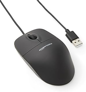 ماوس كمبيوتر سلكي USB ب3 أزرار من أمازون بيسيك، أسود - قطعة واحدة