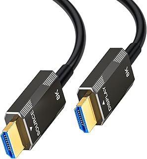 كيبل HDMI 2.1 من الالياف الضوئية 8K 4K لان سينكاي 30 قدم يدعم 8K@60Hz 4K@120Hz عالي السرعة 48Gbps مع HDR ديناميكي/eARC/HDCP لاجهزة بلاي ستيشن 5 وبلاي 4 وتي في بوكس