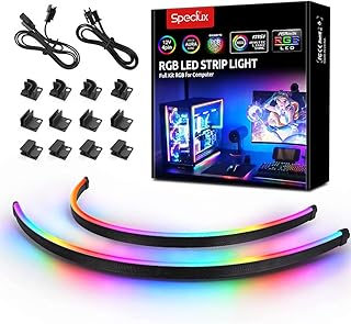 شريط LED RGB قابل للعنونة من نيون سبيك لوكس 2x15.7 انش WS2812 RGBIC قوس قزح ARGB مغناطيسي 5 فولت 3 دبابيس مزامنة اورا جيجابايت فيوجن ام اس اي ميستيك لايت سينك مع 12 قطعة الدعامات