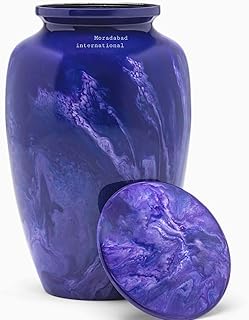 Purple Marble Cremation Urn for Human Ashes, 11H x 6.5W inches, 250 lbs Capacity, Anti-Slip Bottom