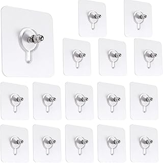 YCZARD 16Pcs Shower Caddy Adhesive Hooks Replacement, Corner Shower Caddy Heavy Duty Sticker Hooks, No Drilling Sticky Wall Caddy Hooks for Bathroom Kitchen Shower Caddy Corner Shelf