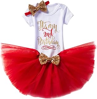 Baby Girls Half 1st 2nd Birthday Outfits Cake Smash Dress Romper+Tulle Tutu Skirt+Sequin Bow Headband+Leg Warmer Set