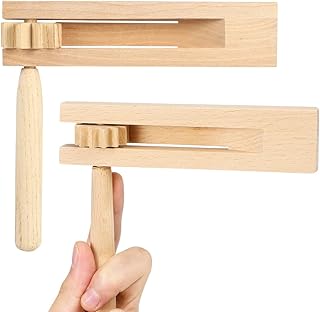 NHPY Pack of 2 Wooden Ratchet Sound Maker, Puzzle Games, Wooden Spinning Ratchet, Toy for Gripping and Playing, Musical Instrument for Children, for Games Parties Events (15 cm)