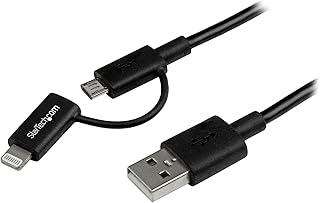 ستارتيك. كيبل شحن ومزامنة USB مايكرو الى USB بطول 1 متر (3 اقدام) بطول 1 متر (3 اقدام) لاجهزة ايفون وايبود وايباد - اسود (LTUB1MBK)