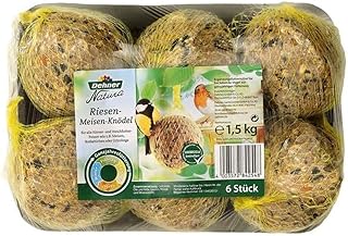 Dehner Natura Premium Giant Fat Balls with Net, All-Year Wild Bird Food, High-Protein/Energy, High-Quality Bird Food for Wild Birds, 6 Pieces, 250 g (1.5 kg) Each