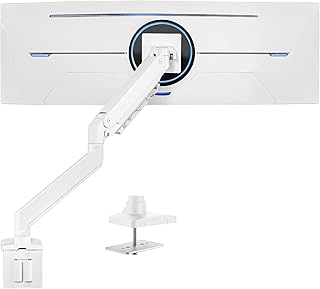 فيفو ذراع شاشة الومنيوم عالي التحمل لشاشات فائقة الاتساع حتى 49 انش و33 باوند، حامل تثبيت مكتب واحد، ارتفاع هوائي، اقصى فيسا 100×100، ابيض، STAND-V101G1W