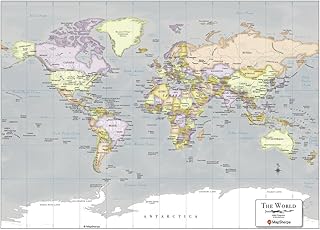 MapSherpa: World Modern Map - Compact - 16 x 22 inch Poster - Front Lamination