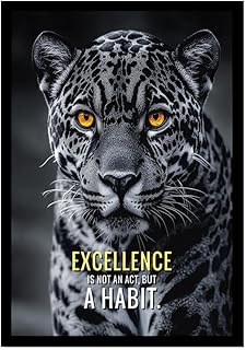 Motivational Phrases Poster Print Inspiring Words Wall Art Canvas Painting Tiger Lion Leopard Eagle Office Decor Home Decoration (SKU14,16 x24inch=(40 x60 cm),Black Photo Frame)