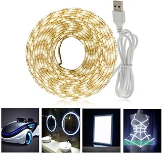 شريط اضاءة LED يعمل مع 60 خرزة اضاءة LED لاصق قوي، 5 فولت USB مرن تحت الخزانة للمراة وخزانة المطبخ وغرفة النوم وديكور المنزل (ابيض 5 متر)