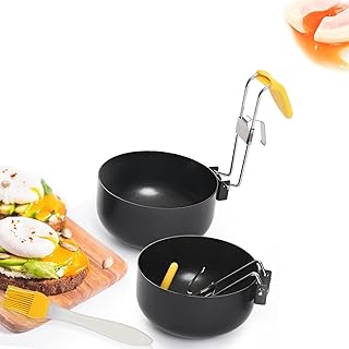 2 Piece Stainless Steel Egg Cooker Non-Stick Egg Cooker Collapsible Egg Cooker with Hanging Ears Perfect Eggs