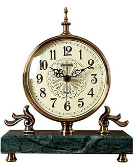 Clocks, Desk Clock Simple Marble Table Clock/Mantel Clock Creative Bedroom Living Room Study Home Desktop Desk Clock Can Be Used As a Housewarming Gift to Friends Tabletop Clock (Green)