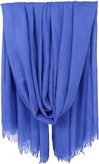 LMVERNA Women Solid Color Scarfs Large Long Lightweight Fringed Headscarf Linen Sheer Shawl Wrap