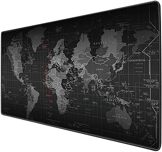 قاعدة ماوس كبيرة ممتدة من سكاي تاتش لتشغيل العاب الفيديو مقاس 35.4 × 15.7 0.12 انش مطاطية غير قابلة للانزلاق وحواف مخيطة للاعبين والمكتب والاستوديو أسود ممحاة