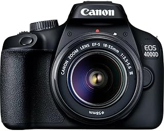 كانون كاميرا اي او اس 4000D DSLR وعدسة EF-S 18-55 ملم f/3.5-5.6 III - اسود