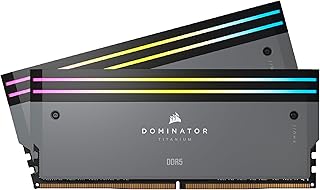 ذاكرة رام دوميناتور تيتانيوم DDR5 للكمبيوتر سعة 64 جيجابايت 2x32 وإضاءة RGB وتردد 6000 ميجاهرتز CL30 AMD اكسبو iCUE من كورسير لون رمادي CMP64GX5M2B6000Z30