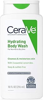 غسول الجسم Cerave للبشرة الجافة | 10 أونصة مرطب للجسم بحمض الهيالورونك خالٍ - الكبريتات والعطور سيراف