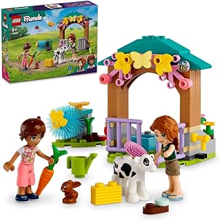 مجموعة مزرعة الحيوانات، حظيرة بقر أوتمن من LEGO 42607 Friends للأطفال، فكرة هدية للبنات والصبيان بعمر 5 سنوات أو أكثر مع دميتين صغيرتين ونموذج عجل وأرنب