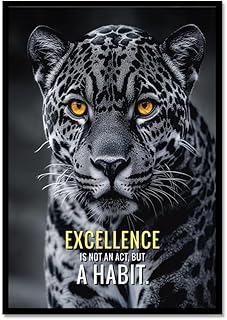 Motivational Phrases Poster Print Inspiring Words Wall Art Canvas Painting Tiger Lion Leopard Eagle Office Decor Home Decoration (SKU14,12 x18inch=(30 x45 cm),Black Metal Frame)