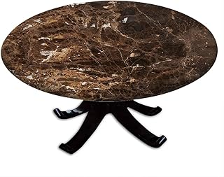 Marble Round Tablecloth with Elastic Edge, Marble Style Texture, Suitable for Restaurant Kitchen Parties, Fit for 56" Table