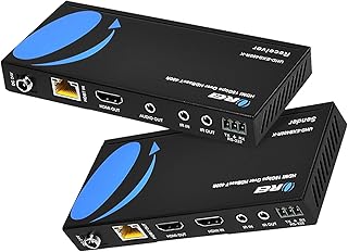 وصلة تمديد HDMI 4K من اوري، HDBaseT UltraHD 4K @ 60Hz 4:4:4 فوق كيبل كات 5e/6/7 مع تحكم HDR وCEC والاشعة تحت الحمراء، RS-232 - حتى 400 قدم - كابل توصيل الطاقة - مخرج صوت (UHD-EXB400R-K)