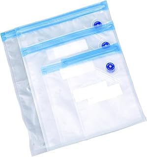 Reusable Vacuum Sealer Bags, Vacuum Food Storage Bags for Cooking, Food Storage, Microwave Heating, 1 Hand Pump, 4 vacuum sealer bags for food