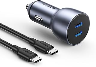 شاحن سيارة ومحول طاقة من يوجرين بتقنية الشحن السريع وتوصيل الطاقة بقدرة 40 واط، مزود بمنفذين USB نوع C لاجهزة ايباد وايفون 13 برو- برو ماكس- 13- 12، جالكسي- اس 21- 20، ون بلس، شاومي وما الى ذلك، أخضر