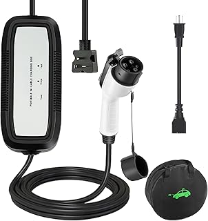 ENERGYGENIE EV Charger, 16Amp 110V/240V Portable Level 1 Level 2 Electric Vehicle Charging Station with NEMA 6-20 Plug & NEMA 5-15 Adapter for J1772 Electric Cars