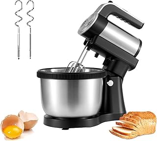 VAODO Hand and Stand Mixer, 5-Speed with Dough Hook, Whisk, Mixing Beater, Stainless Steel Bowl, 1000W Powerful Motor, for Baking, Cake, Cookie, Kneading