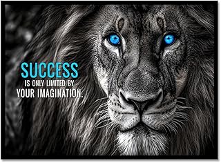 Motivational Phrases Poster Print Inspiring Words Wall Art Canvas Painting Tiger Lion Leopard Eagle Office Decor Home Decoration (SKU22,16 x24inch=(40 x60 cm),Black Metal Frame)