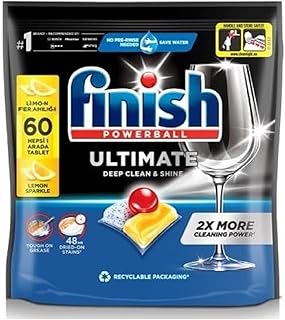 Finish POWERBALL Ultimate Infinity Shine Dishwasher Tablets with Protective Shield Against Dirt, Activblu Technology - 60 Capsules