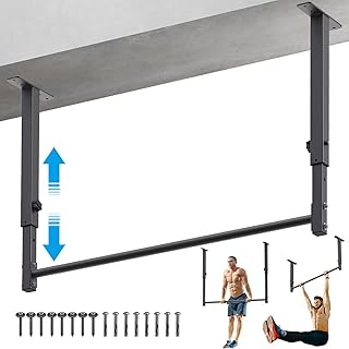 Kipika 48' Ceiling Mounted Pull Up Bar, Heavy Duty Multi-Grip Chin Up Bar,Mounted Pull Up Bar, Adjustable Height, Pull Up Bands for Chin Ups & Body Stretching, Ideal for Home Gym and Strength Training