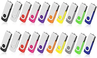 اريتوب عصا ذاكرة USB سعة 16GB من 20 قطعة، ذاكرة فلاش 2.0 دوارة مع حبل قصير ومؤشر LED، ذاكرة فلاش USB لتخزين البيانات للكمبيوتر واللابتوب والتابلت