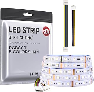 بي تي اف-لايتنج 5050 RGBWW RGBWW RGB+CCT RGB + ابيض بارد + ابيض دافئ 5 الوان في 1 LED 5 متر 16.4 قدم 60 مصباح LED / متر متعدد الالوان IP65 طلاء سيليكون مقاوم للماء تيار مستمر 12 فولت