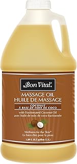 Bon Vital Coconut Massage Oil Made with 100% Pure Fractionated Coconut Oil to Repair Dry Skin