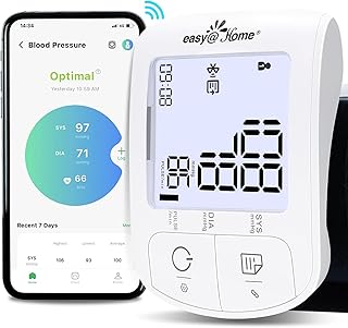 ايزي@هوم جهاز قياس ضغط الدم بالمعصم: جهاز قياس ضغط الدم الذكي بتقنية البلوتوث ايزي@هوم | مقياس ضغط الدم الرقمي | تطبيق iOS واندرويد | EBP-085
