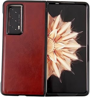 حماية شاشة الهاتف جراب هاتف عمل جلدي فاخر بتصميم فريد متوافق مع هاتف Huawei Honor Magic Vs 2، غطاء واقٍ فائق النحافة مقاوم للانزلاق ومقاوم للخدش مع حماية كاملة ضد الصدمات ملحق الهاتف(Red)