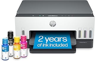 HP طابعة سمارت تانك 6001 اللاسلكية الكل في واحد خالية من الخرطوشة، تأتي طابعة خزان الحبر هذه مع ما يصل إلى عامين من الحبر، مع طباعة محمولة ومسح ضوئي ونسخ (2H0B9A)، من اتش بي